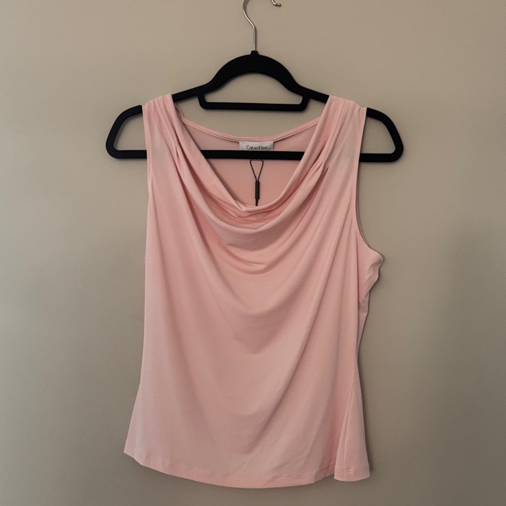 NWT Calvin Klein Soft Pink Cowl Neck Tank Top size medium